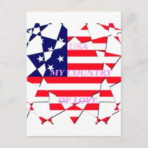 USA Star Spangled Love My Country of Love Postcard