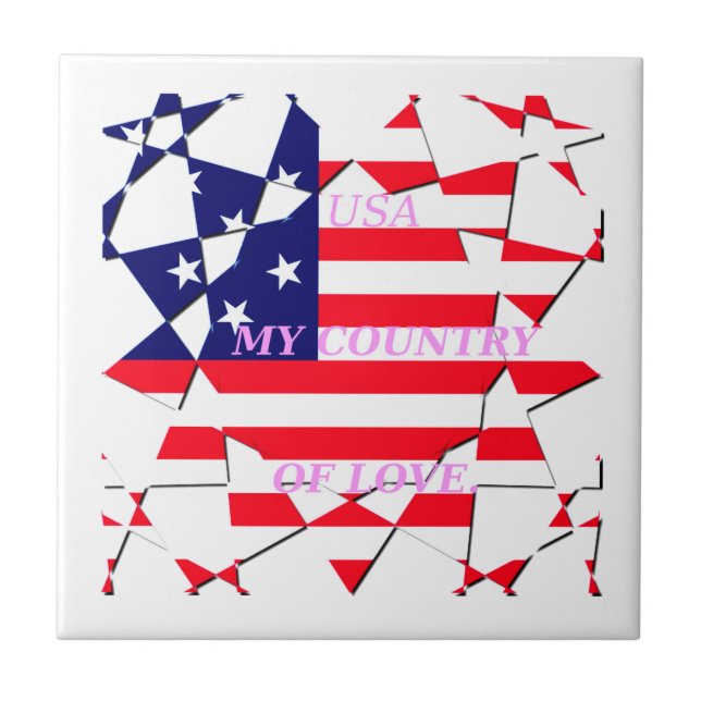 USA Star Spangled Love My Country of Love Tile (Front)