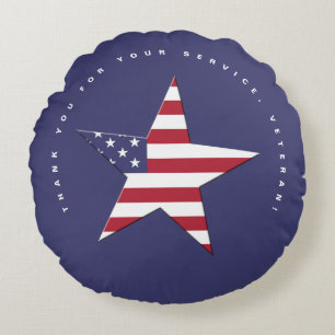 USA Star Thank You for your Service, Veterans Day Round Cushion