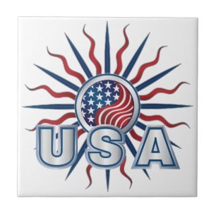 USA Starburst Yin Yang Ceramic Tile