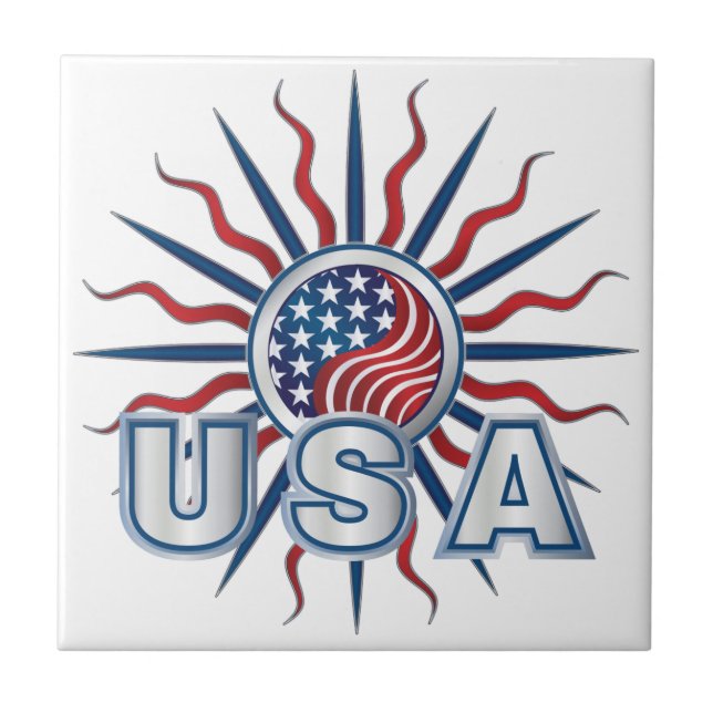USA Starburst Yin Yang Ceramic Tile (Front)