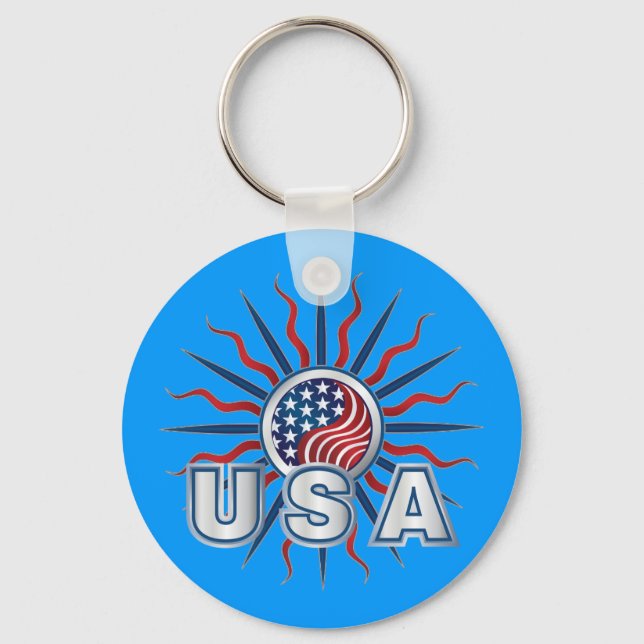 USA Starburst Yin Yang Key Ring (Front)