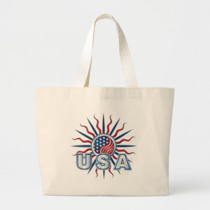 USA Starburst Yin Yang Large Tote Bag