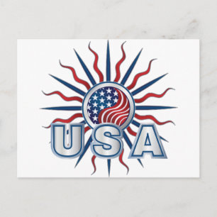 USA Starburst Yin Yang Postcard