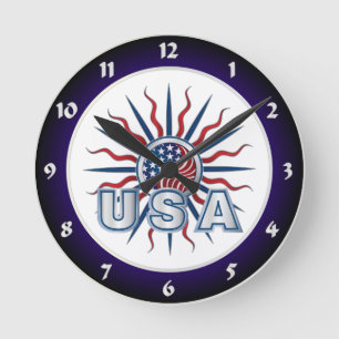 USA Starburst Yin Yang Round Clock