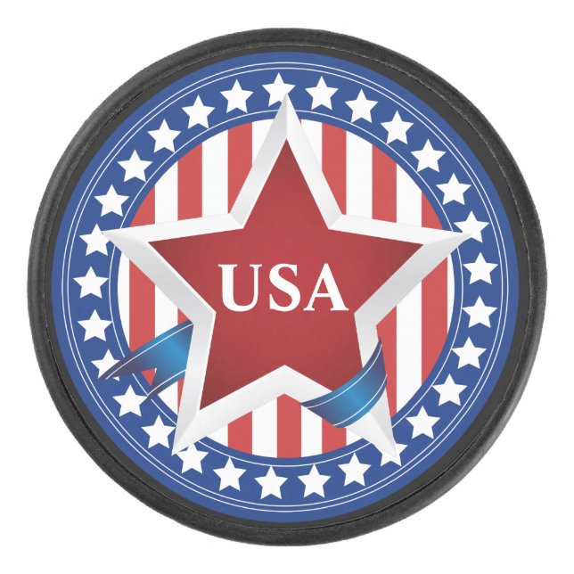 USA Stars and Stripes Hockey Puck (Front)