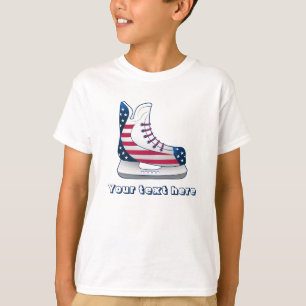 USA Stars and Stripes Hockey Skate T-Shirt