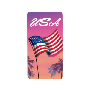 USA Stars and stripes Label