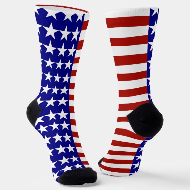 USA Stars and Stripes Patriotic Socks (Angled)