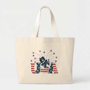 USA Stars and Stripes T-shirts and Gifts Large Tote Bag