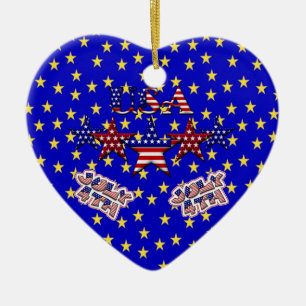 USA Stars Ceramic Ornament