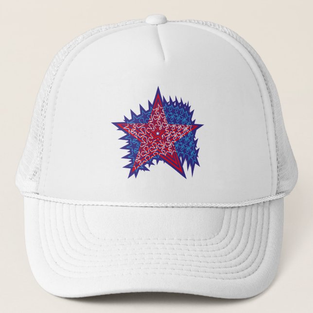 USA STARS FLAG BY MASANSER PIXELAT TRUCKER HAT (Front)