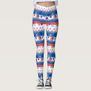 USA Stars & Stripes American Flag Light & firework Leggings