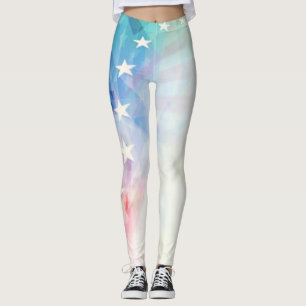 USA Stars & Stripes American Flag Light & firework Leggings