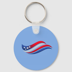 USA Stars & Stripes Wave Throw Pillow   Red White  Key Ring