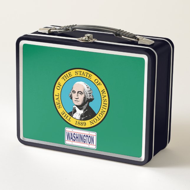 USA State Flag - Washington Metal Lunch Box (Front)