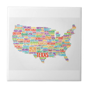 USA States and Cities Ceramic Tile