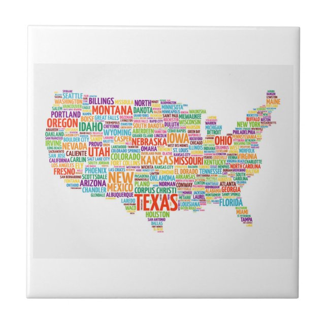 USA States and Cities Ceramic Tile (Front)