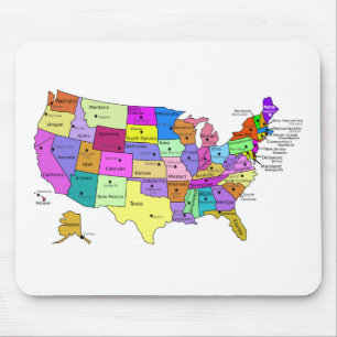 USA states labelled with capitols Mouse Pad