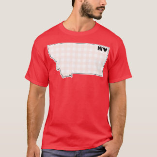 USA States Montana pink plaid T-Shirt