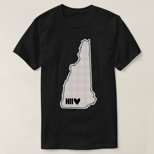 USA States New Hampshire pink plaid T-Shirt (Design Front)