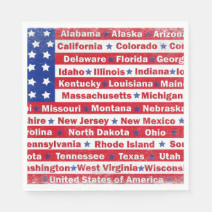 USA States On Flag Napkin