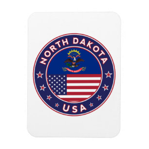 USA_STATES - WITH_FLAG_North Dakota_circle_with_fl Magnet