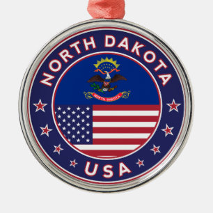 USA_STATES - WITH_FLAG_North Dakota_circle_with_fl Metal Ornament