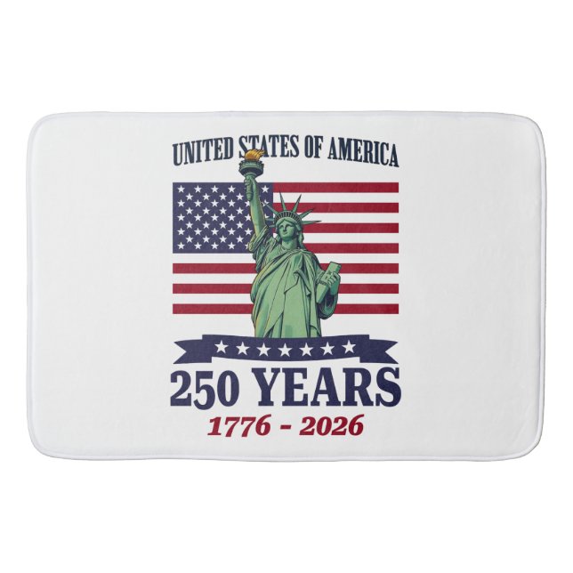 USA Statue of Liberty 250 Years 1776-2026 Bath Mat (Front)