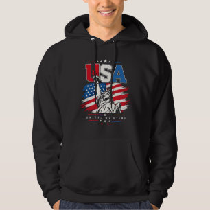 USA Statue of Liberty Distressed Flag Patriotic De Hoodie