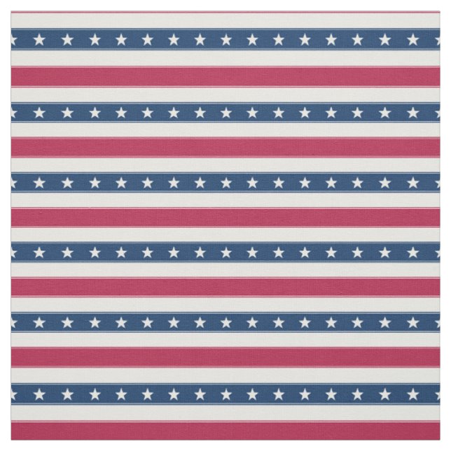 USA Stripes & Stars (small scale horizontal) Fabric (Swatch)