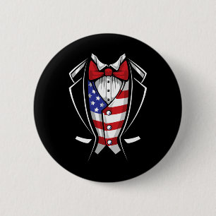 Usa Suit Tuxedo Patriotic 4th Of July Flag America 6 Cm Round Badge