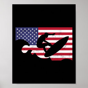 Usa Summer Sport Games Surfing American Flag Team  Poster