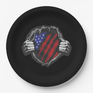 USA Superhero Costume Flag Paper Plate