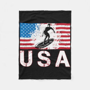 Usa Surfing Team American Flag Us Surfer Men Women Fleece Blanket