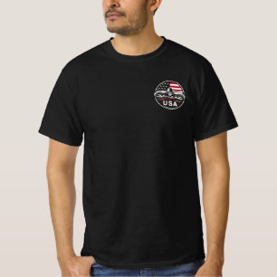 USA Swimmer American Flag Patriotic Swimming Badge T-Shirt