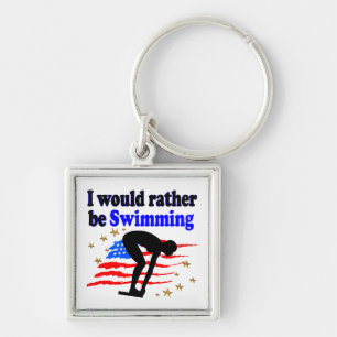 USA SWIMMER DESIGN I WOULD RATHER BE SWIMMING KEY RING