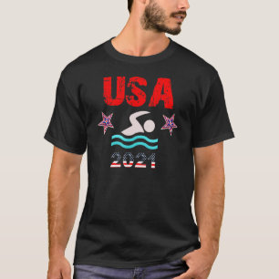 Usa Swimming American 2021 Us Flag Sports T-Shirt
