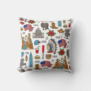 USA Symbols Vintage Seamless Pattern Cushion