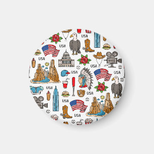 USA Symbols Vintage Seamless Pattern Magnet