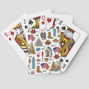 USA Symbols Vintage Seamless Pattern Playing Cards