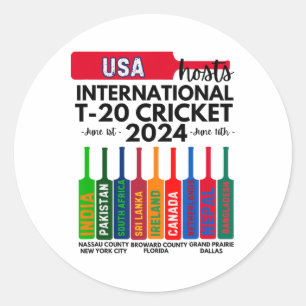 Usa T-20 International Cricket 2 Classic Round Sticker