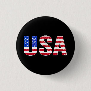 USA T Shirt Patriotic American Flag Men Women Kids 3 Cm Round Badge