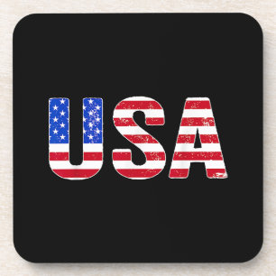 USA T Shirt Patriotic American Flag Men Women Kids Coaster