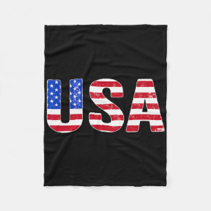 Usa T Shirt Patriotic American Flag Men Women Kids Fleece Blanket