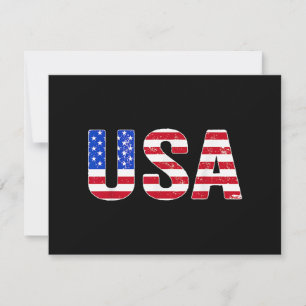 USA T Shirt Patriotic American Flag Men Women Kids Holiday Card