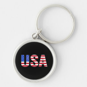 USA T Shirt Patriotic American Flag Men Women Kids Key Ring