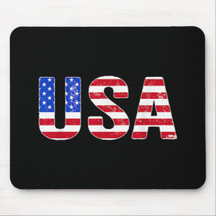 USA T Shirt Patriotic American Flag Men Women Kids Mouse Pad