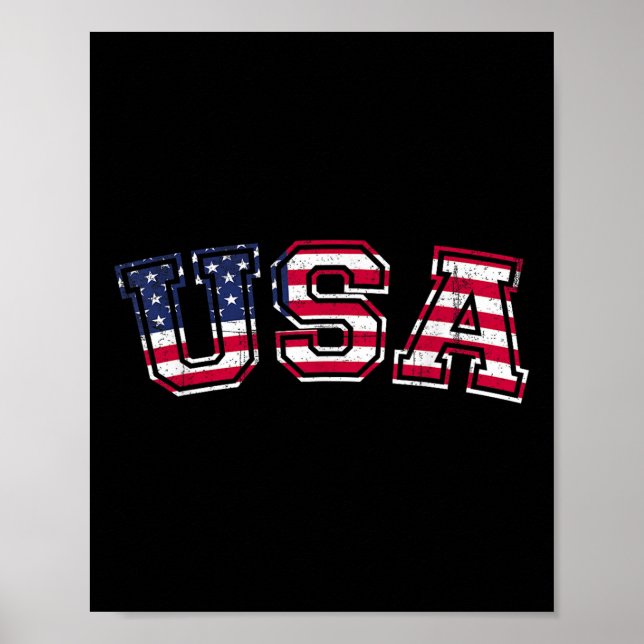 Usa T Shirt Patriotic American Flag Men Women Kids Poster (Front)