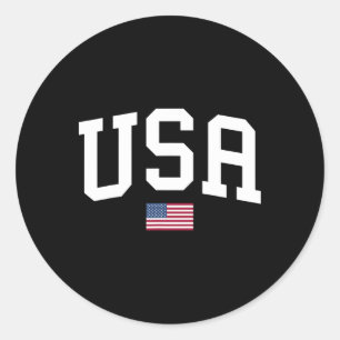 Usa T Shirt Women Men Kids Patriotic American Flag Classic Round Sticker